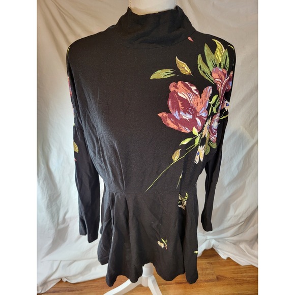 Free People Dresses & Skirts - Free People Gemma Tunic Floral Dress Tie Open Back Small Long Sleeve Mock Neck